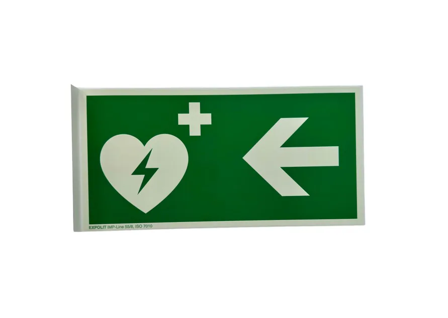 Plaque De Signalisation Défibrillateur Flèche Gauche